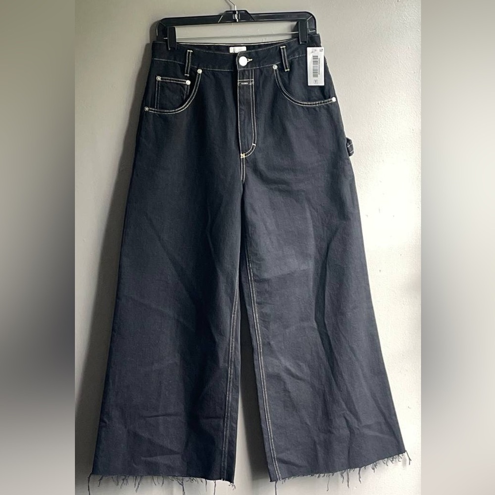 Closed Jeans Womens Black Candiani Denim High Rise‎ Flared Leg Frayed Hem Sz 28